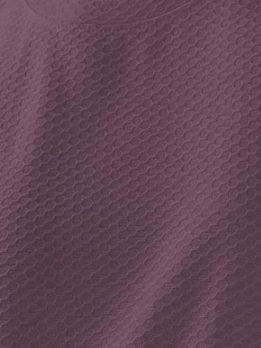 Image of HELLCAT Trendy Textured Half Sleeve Oversized Hexagon Waffle Crew Neck Tshirt for Women