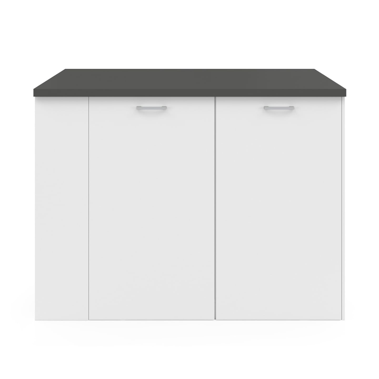 IDMarket - Ilot Central TIBO 120 cm Bois Blanc avec Plan de Travail Gris Anthracite