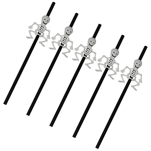 GRIRIW 5pcs Halloween Straws Drinking Straws Dinning Table Decoration Halloween Party Halloween Table Decor Sipstick Halloween Decorations Make up Skeleton