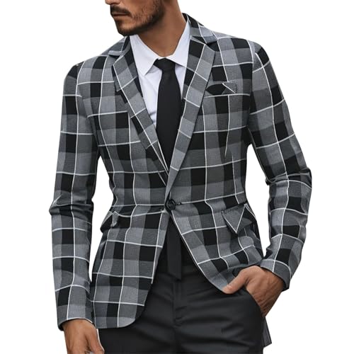 Mens Blazer Slim Stripe Plaid Sport Coats Lightweight Stretch 2 Button Suit Jackets 2025 Casual Business Clothes