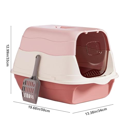 Arenero cerrado grande para gatos con tapa rosa miniatura 2
