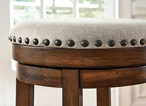 Signature Design By Ashley Valebeck 24" Counter Height Upholstered Swivel Stool, Brown & Black #TOP3