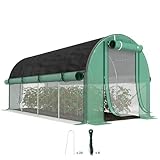 Outsunny Invernadero para exteriores de 4,5 x 2 x 2 m, con paredes laterales enrollables, cobertura adicional, 8 ventanas de malla y 2 puertas enrollables, invernadero para jardín, terraza
