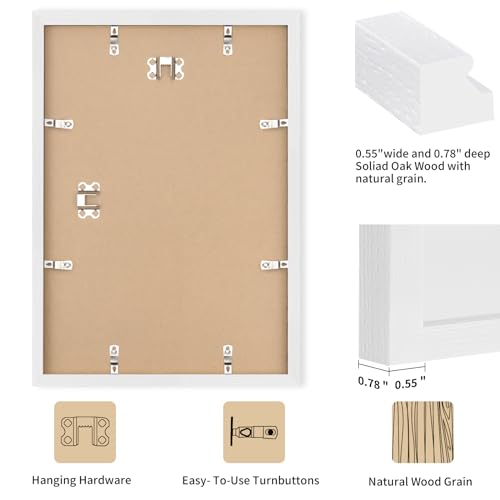 puthiac 11x17 White Oak Wood Picture Frame - Minimalist 11x17 Poster Frame, 11"x17" Frame Wood, Natural Solid Wooden Picture Frames for Wall Art Photo and Prints (3 Pack, White)