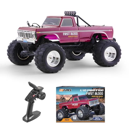 FMS 1/10 Ford F-100 RC Monster Truck, RC Crawler RTR 2WD Off-Road Truck with Wheelie Bar,...
