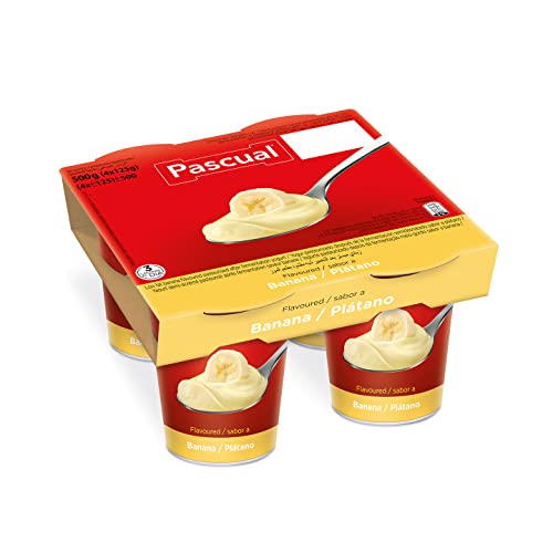 Pascual Yogur Cremoso Sabor Plátano - Pack de 4 x 125 g - Textura Suave y Cremosa