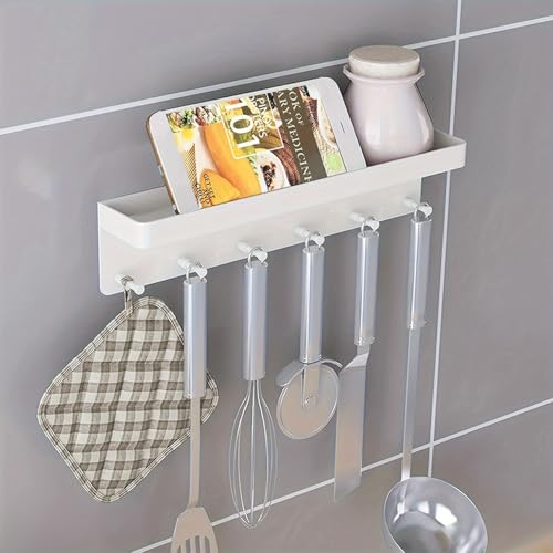 Adhesive Wall Mounted Key Holder - for Keys Wallet Accessories Kitchenware (White)