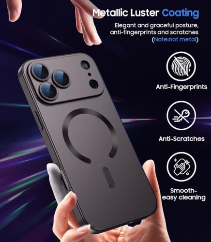Image of DIZORO Magnetic Case for (iPhone 17 Pro) Case [Compatible with MagSafe][Built-in Camera Lens Protector] Slim Soft Silicone Bumper Shockproof Metallic Luster Back Cover Phone Case (Coffee)