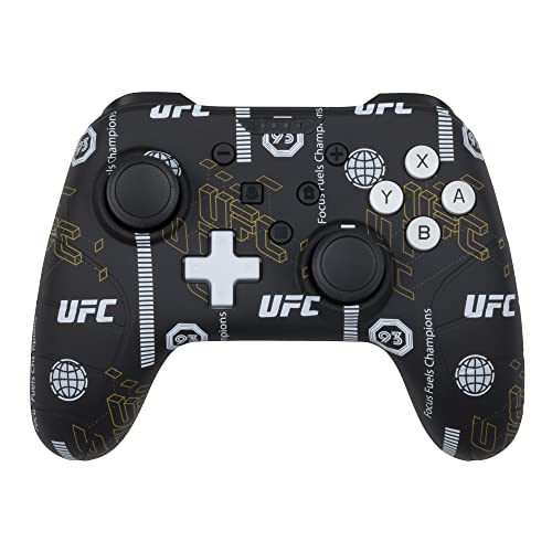 Konix UFC Mando con cable para Nintendo Switch, Switch 2 y PC - Función de vibración - Cable de 3 m - Negro y blanco