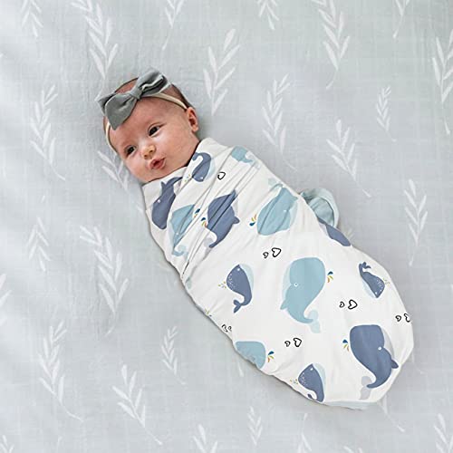 Image of GRSSDER Baby Blankets Super Soft Jersey Knit Swaddle Blanket for Baby Girls and Boys, Double Layer Receiving Blankets 34 x 44 Inches Extra Large for Baby Swaddling, Lovely Whale