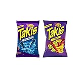 2 fichas Takis Fuego Tortilla: Pimienta caliente y lima + Blue Heat | 1 paquete por variedad | 113 g por paquete de takis