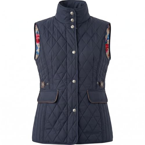 Image of Hazy Blue Joanne Quilted Women's Gilet, Plain Weave, Machine Washable, with Zipper Closure (UK, Numeric, 16, Regular, Regular, Navy)