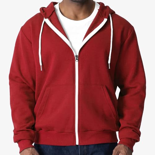 Ohoo Mens Slim Fit Long Sleeve Zip-up Fleece Hoodie With Kanga Pocket2