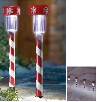 Holiday Candy Cane Solar Lights Set Of 4
