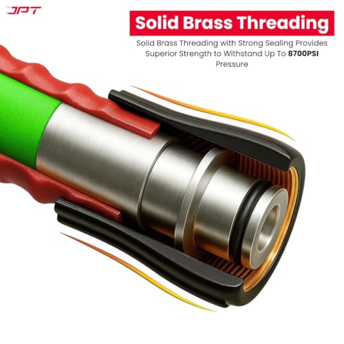 Image of JPT Ultra Heavy-Duty 8MTR Flexible High Pressure Washer Hose Pipe | German Standard M22 x 15MM Thread | Up To 600Bar /8700PSI | Double PVC Layer Build | Tangle & Kink Free Design