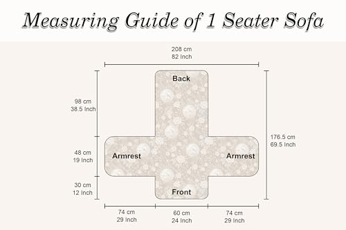 Image of Cloth Fusion 300 GSM Quilted Jaipuri Theme Printed 1 Seater Sofa Cover Mat-Style Fully Covered with Armrest Pockets, Adjustable Straps & Lock Fit (60 cm Seat Run, Floral Toile)