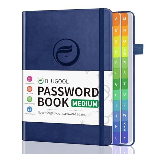 Password Book with Alphabetical Tabs, Password Keeper Book for Seniors, Hardcover Password Notebook for Individual & Colorful Tabs, Password Organizer for Website Logins, 5.3