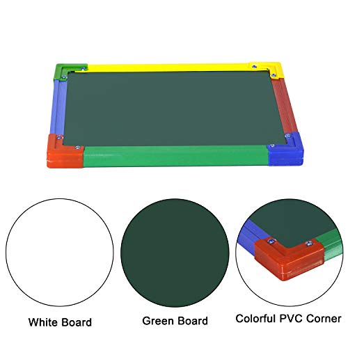 Image of DAHSHA 2 in 1 Double Sided Slate White & Green for Kids Double Sided Board with Colorful Aluminum Frame with Chalk (34 * 24 cm)