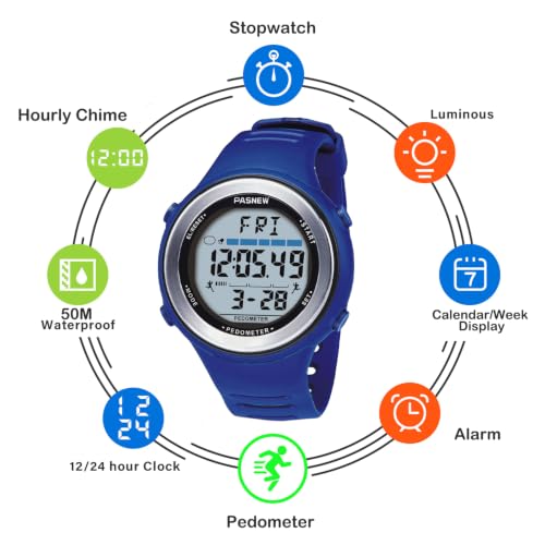 Image of PASNEW Boys' Watches - Dual Display, Large Dial Sport Watch, Black Outdoor Watch for Boys & Teens - Waterproof