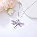 LWXIE Diamond Dragonfly Necklace for Women 925 Sterling Silver Purple Dragonfly Pendant Necklaces with Lab Grown Diamonds Jewelry Gifts