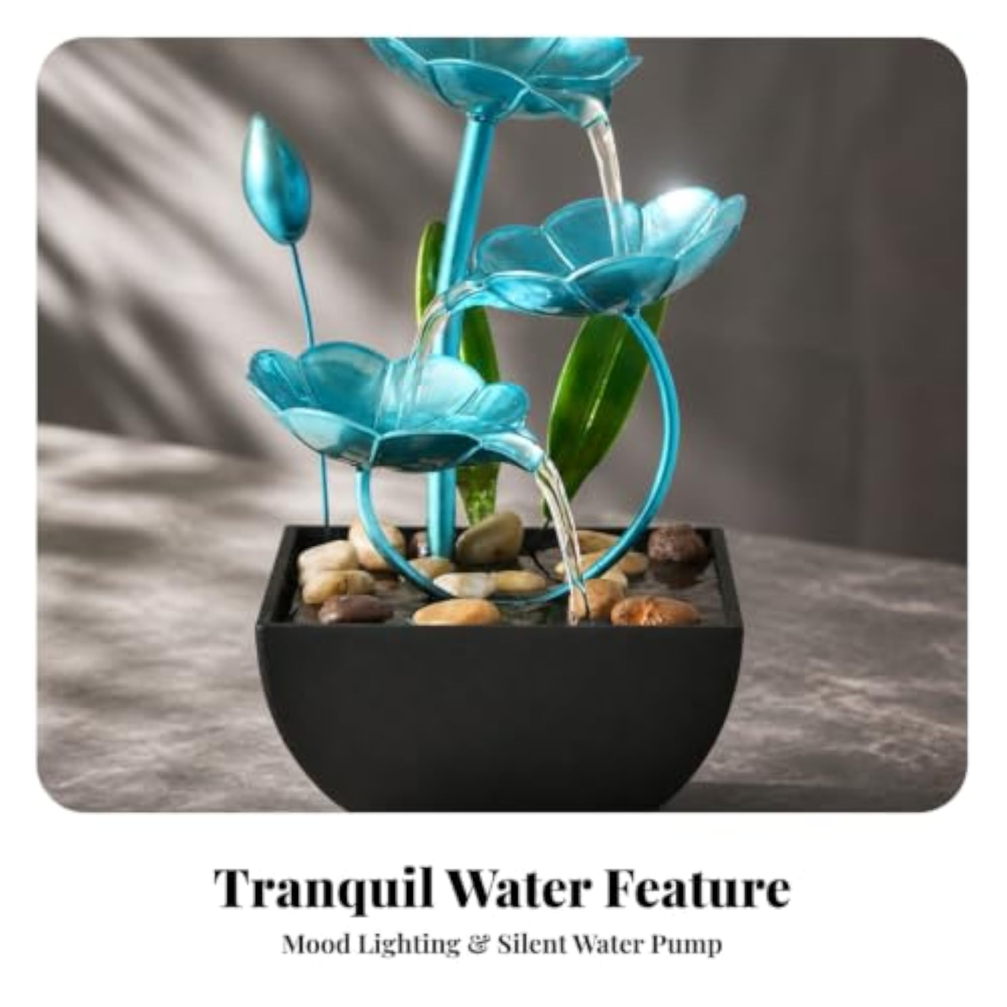Hand-Painted Tabletop Water Fountain with USB Pump
