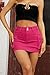 Low Waist Cargo Skirt Women Button Mini Cargo Denim Skirt with Pocket Mini Skirt Hot Pink