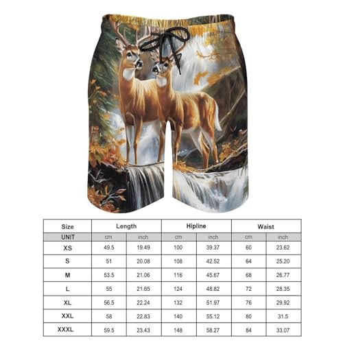 Deer Wild Animal Forests Men's Swim Trunks Quick Dry Board Shorts Hawaiian Beach Shorts With Pocket2