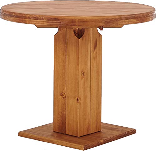 B.R.A.S.I.L.-Möbel Brasilmöbel Säulentisch Rio UNO Rund 90 cm Honig Tisch Esstisch Pinie Massivholz Esszimmertisch Holz Küchentisch Echtholz Größe und Farbe wählbar Cover