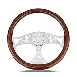 YEHICY 15" Car Wood Grain Steering Wheel Girl Pattern Classic Nostalgia Style Racing Wood Steering W