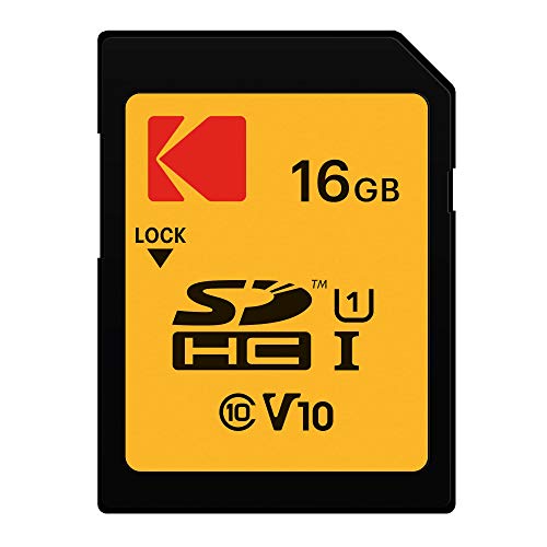 KODAK Premium Memory Card 16GB, 85MBs Read Speed, 25MBs Write Speed for Full HD Video and High-Resolution Pictures, Compatible with SDHC Standard - EKMSD16GHC10K