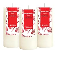 Simply Soson Peppermint Scented Candle for Home - Set of 3-3x6 Ivory Pillar Candle - Scented Candle Gift, Aromatherapy Candle, Candles for Home Scented, Candles for Women
