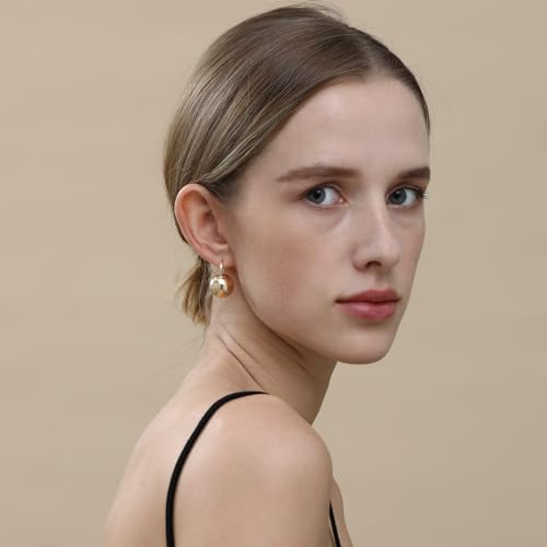 Ascona Gold/Silver Hoop Earrings, Gold Plated Ball Drop Dangle Hypoallergenic Lightweight Earrings for Women3