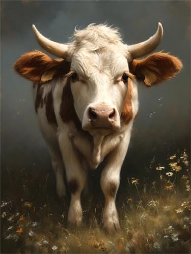 Peinture par numero adulte débutants animal bœuf kit peinture huile 90x120cm