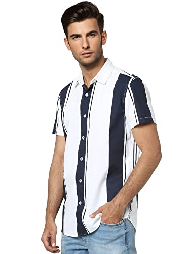 Image of JACK & JONES Men's Striped Slim Fit Collared Casual Shirt