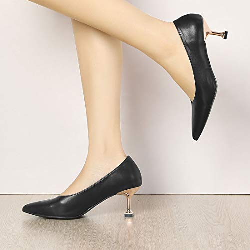 Allegra K Women's Pointed Toe Low Kitten Heel Dress Pumps2