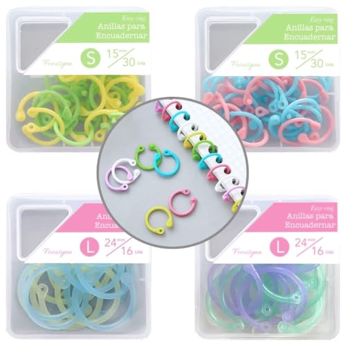 Imagen de Focusynn 92 Anillas para Encuadernar de Colores Hojas Sueltas