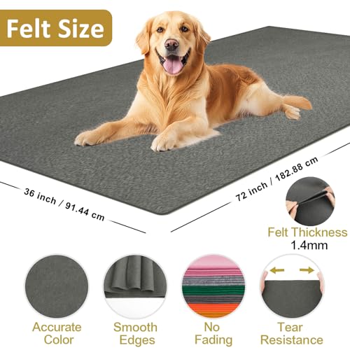 Image of XSEINO Dark Gray Large Felt Fabric 72 inch X 36 inch(2 Square Yards), 1.4 mm Thick Soft Felt Fabric Sheet for Crafts, Gray Series Colors Soft Nonwoven Fabric, Fit for Decoration, Sewing, DIY Crafts