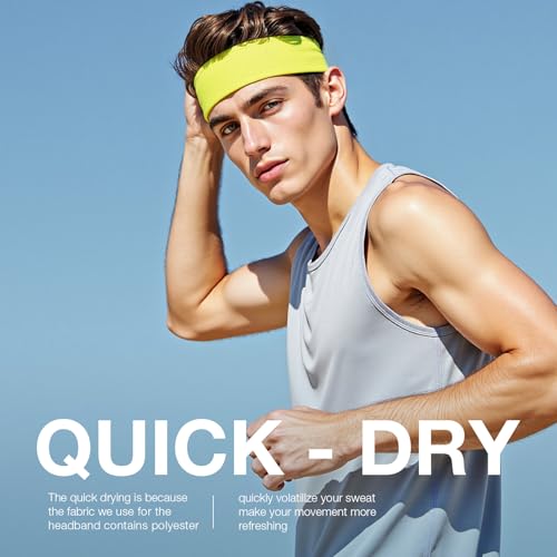 Image of Braylin Men's Headband, 3-Pack Men's Sweatband, Sports Headband for Running, Cycling, Basketball, Fitness Workout, Unisex Headbands