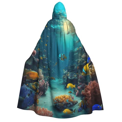 Cape à capuche imprimé poisson bleu adulte mignon pour cosplay