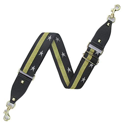 Image of Duwi Wide Purse Strap Multicolor Striped Guitar Style Strap Adjustable Canvas Crossbody Bag Strap