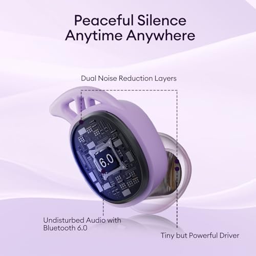 Image of PAXA Invisible Sleep Earbuds for Side Sleepers, Small Earbuds | Bluetooth 6.0 Sleep Headphones with Soft Silicone Tips, Mini Earbuds for Sleeping, Snoring Noise Isolation, S13 Purple