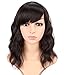 Natural Looking Short Wavy Wigs With Bangs For Black Women Black Mixed Brown Color Short Wavy Bob Curly Wig Synthetic Heat Resistant Fiber Hair For Black Women (Black Mix Brown 1) …