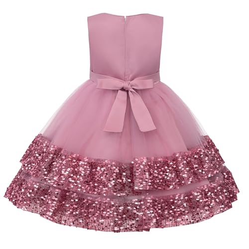 Uhnice Flower Girl Sequin Dress Sleeveless Tulle Dress for Wedding Birthday Party2