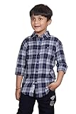 Sky Pearl Checks Shirt (13-14 Years, Navy Blue)