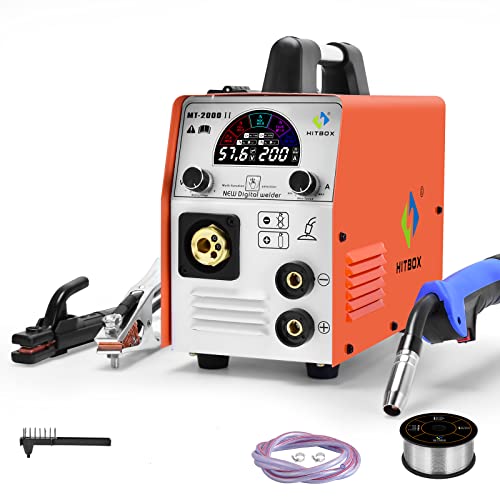 5 en 1 Pantalla Color Soldador MIG, HITBOX MT2000 200A Digital Sinergia Soldadora de Hilo...