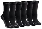 Dickies womens Dritech Advanced Moisture Wicking Crew Casual Sock, Black Solid (6 Pairs), Shoe Size 9-13 US