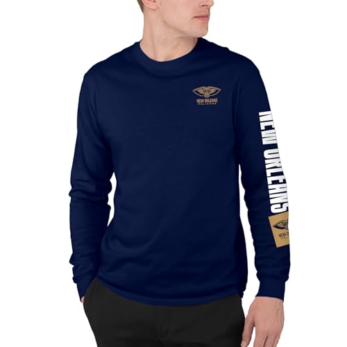Junk Food NBA - New Orleans Pelicans Vertical Logo Adult LS T-Shirt Navy
