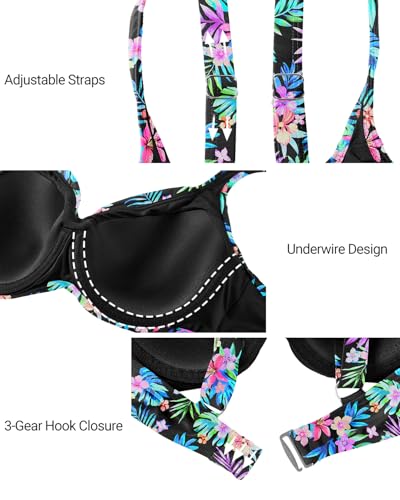 Image of Women Underwire Bikini Tops - Push Up Swim Top Only Bra Padded Bathing Suit Top 2025 Swimsuit Tops