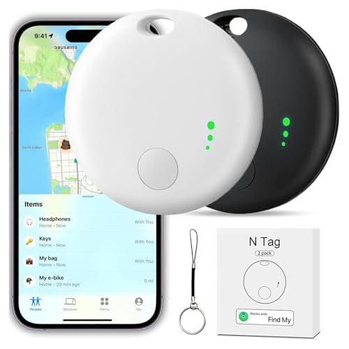 Localisateurs d'objets Lot de 2, Smart Key Finder Traceur Tag, Compatible avec Find My (Uniquement iOS), Localisateur de Clés Tracker GPS Mini Traceur pour...
