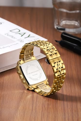 Image of Giordano Multi Function Watch for Men with Square Dial, Stainless Steel Strap and Date Display